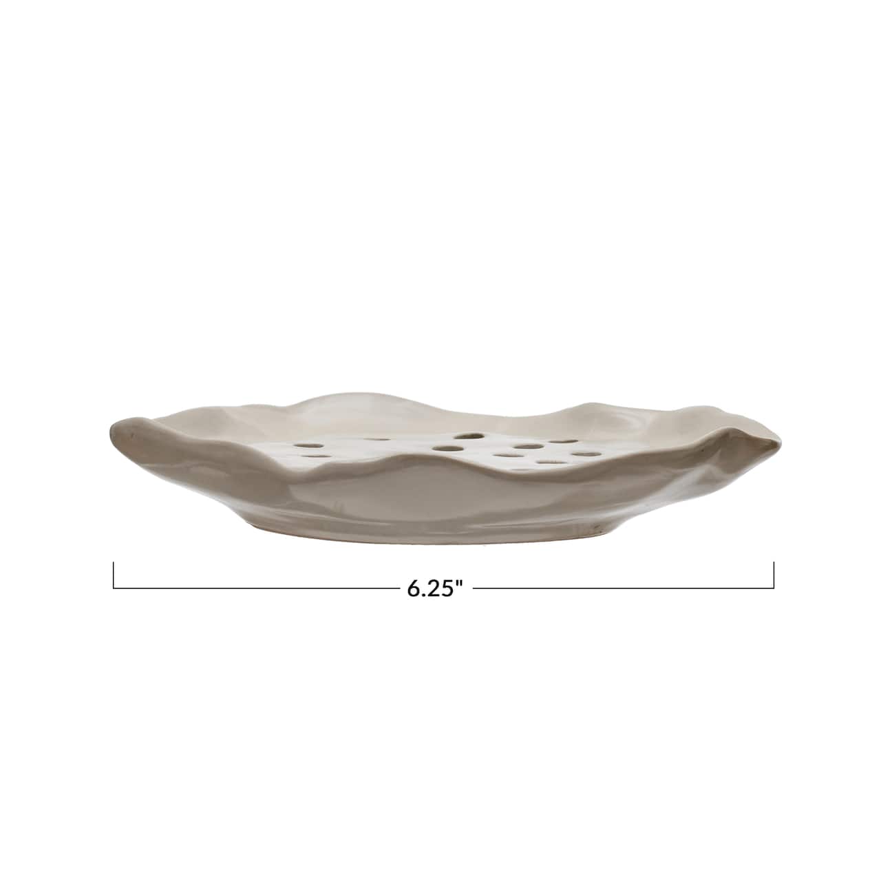 6&#x22; Ivory Stoneware Soap Dish with Removable Tray